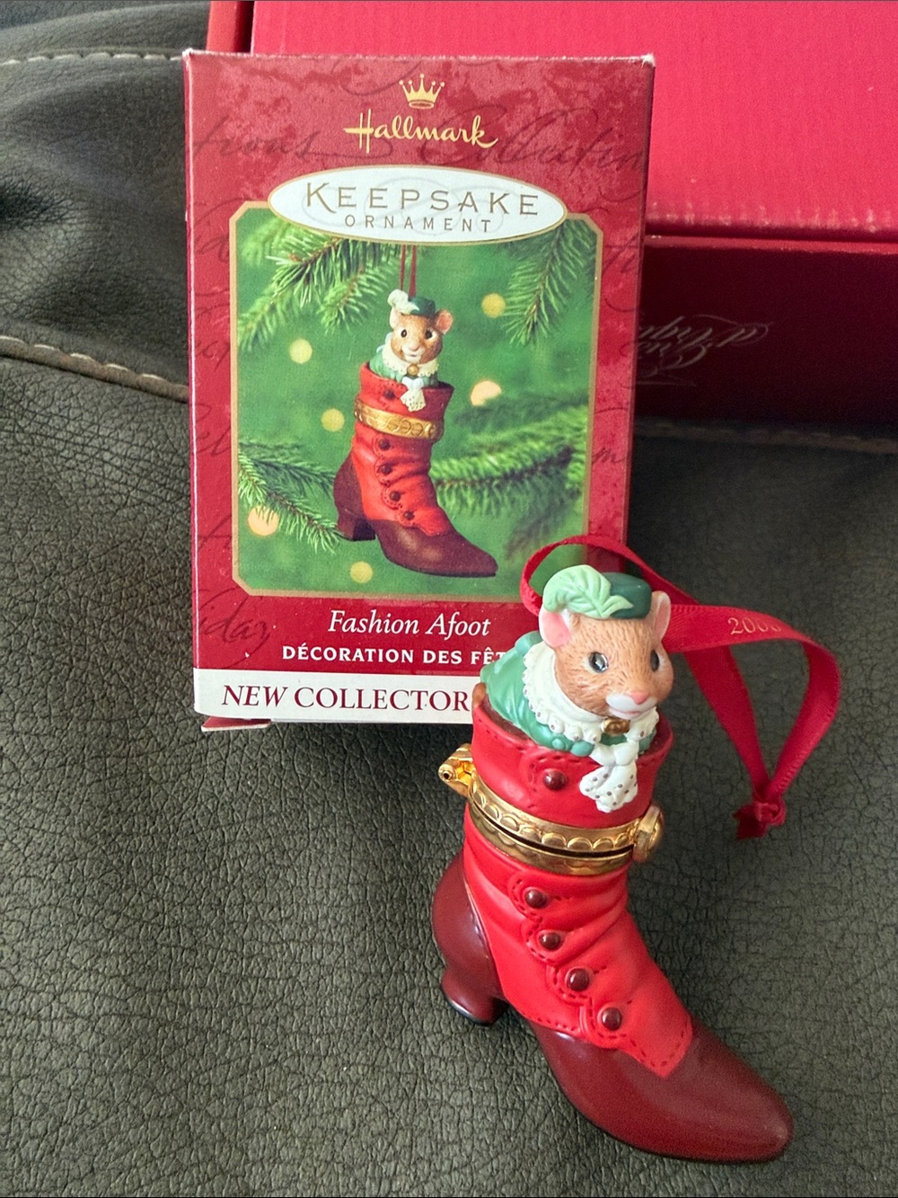 Hallmark Red Boot Ornament with Festive Mouse
